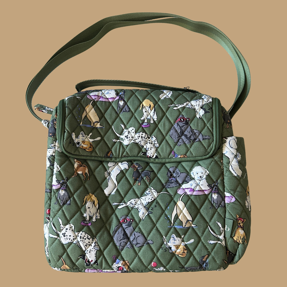 New Vera Bradley Lunch Crossbody Dog Park Green